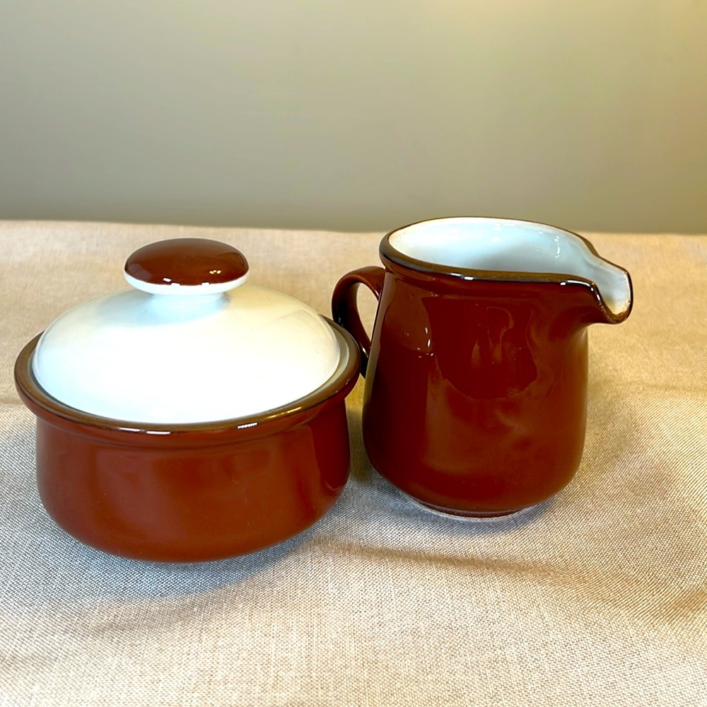 Mid-Century Modern Japanese Porcelain Creamer & Sugar Bowl